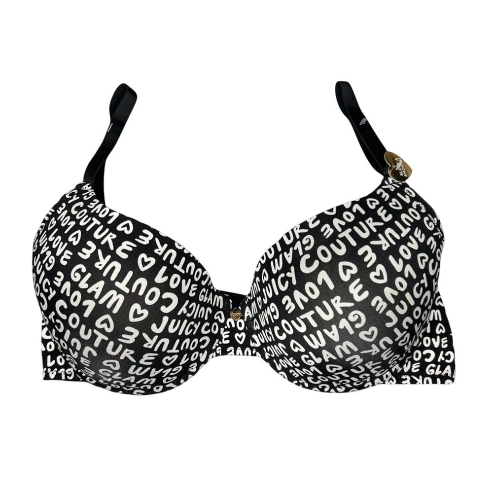 NWOT Juicy Couture Love Spellout Bra Size 42D Back White Glam Underwire